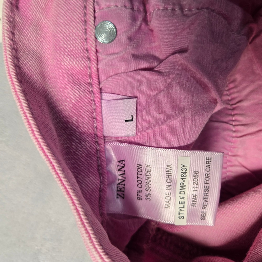 Zenana Mauve Denim Shorts‎ Womens Large High Rise Frayed Hem DMP-1843Y NWT - Picture 5 of 6